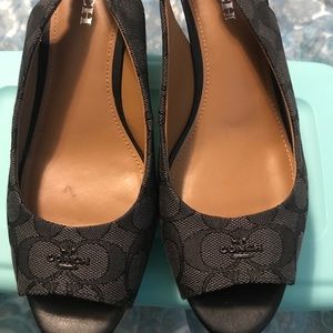 Worn once. Coach sling backs